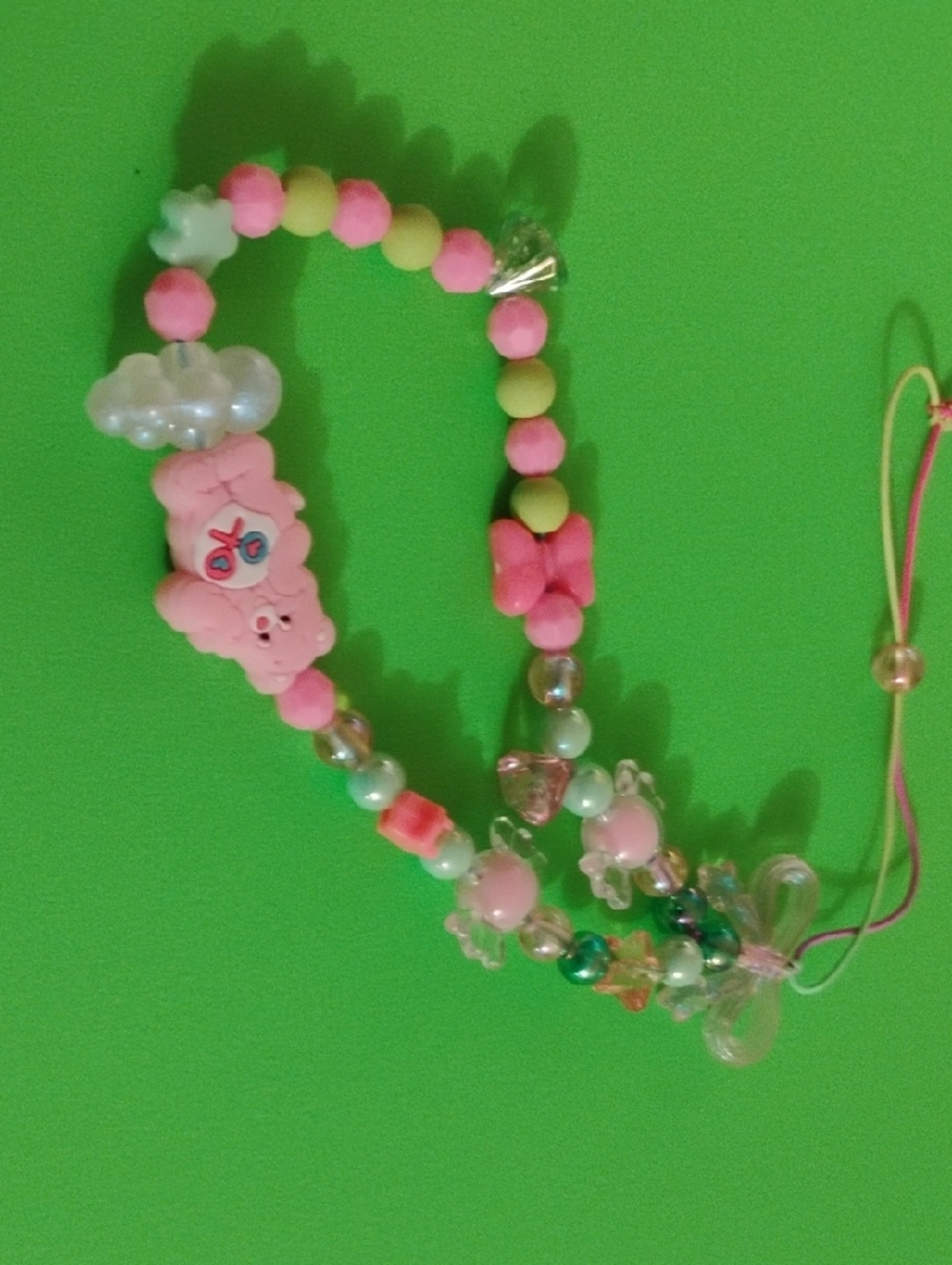 Kids Pink Beaded Charm Bracelet with Bunny Accent